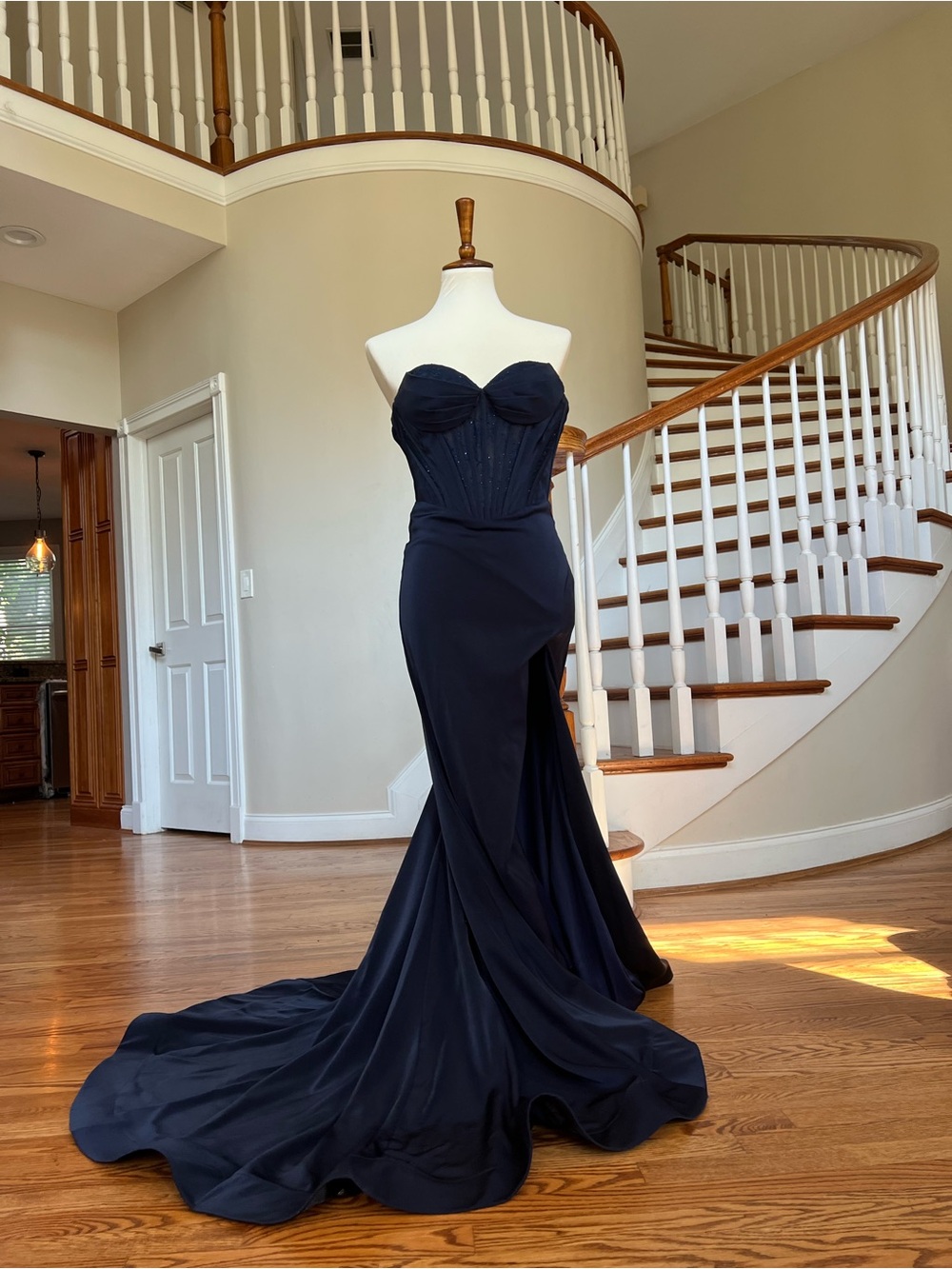 Amarra Formal Prom Navy Strapless size 0 / 2 Galla Wedding Bridesmaid $1200new